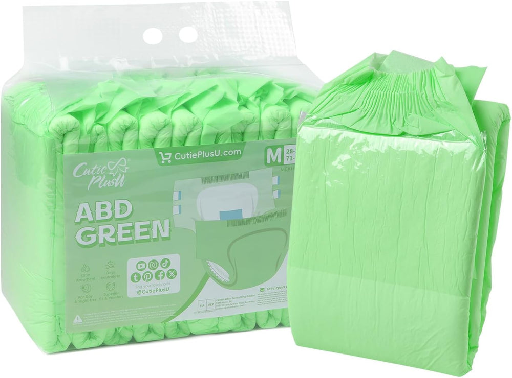 CutiePlusU Lot de 10 couches jetables pour incontinence avec boucles pour femme et homme, absorption maximale pendant la nuit – Bleu (grande taille 94-119 cm)