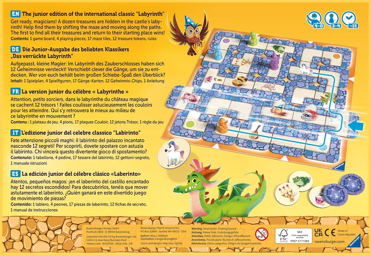 Ravensburger Jeu pour Enfants 20847 - Labyrinthe Junior - Classique familial pour les tout-petits, jeu à partir de 4 ans - Jeu de société adapté à 2 à 4 joueurs, édition Junior
