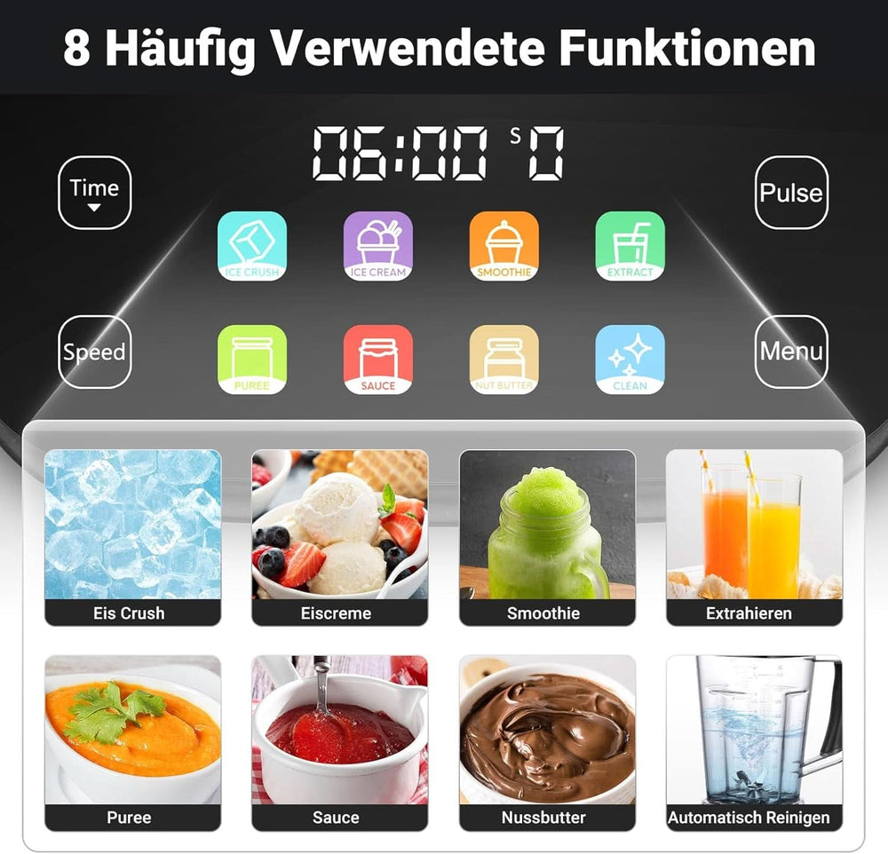 Blender AMZCHEF, 8 menus intelligents et 10 vitesses, écran tactile LCD Cuisine Naty Shop