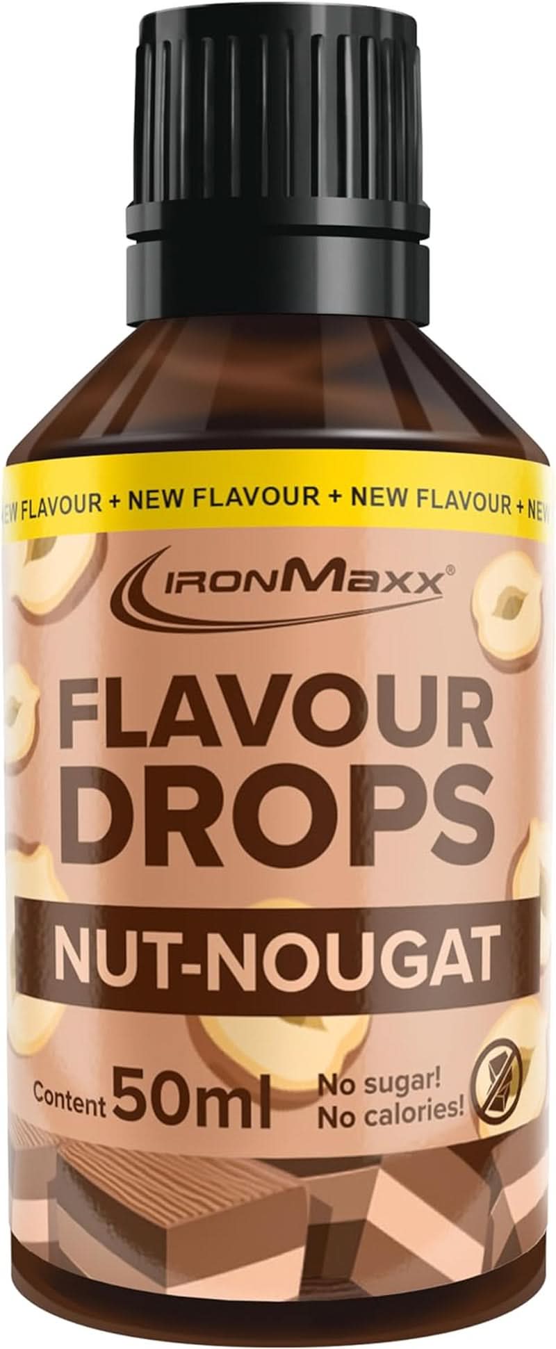 Gouttes aromatisées Ironmaxx - Sans calories et sans sucre, 50 ml Naty Shop Flavours Nougat aux noix