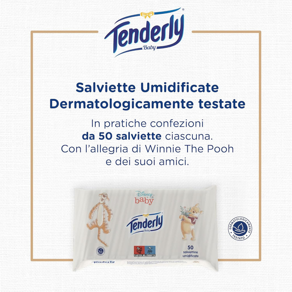 Lingettes humides Baby Disney, 50 lingettes douces, idéales pour le nettoyage quotidien de bébé, avec des personnages Disney, fabriquées en Italie, testées dermatologiquement