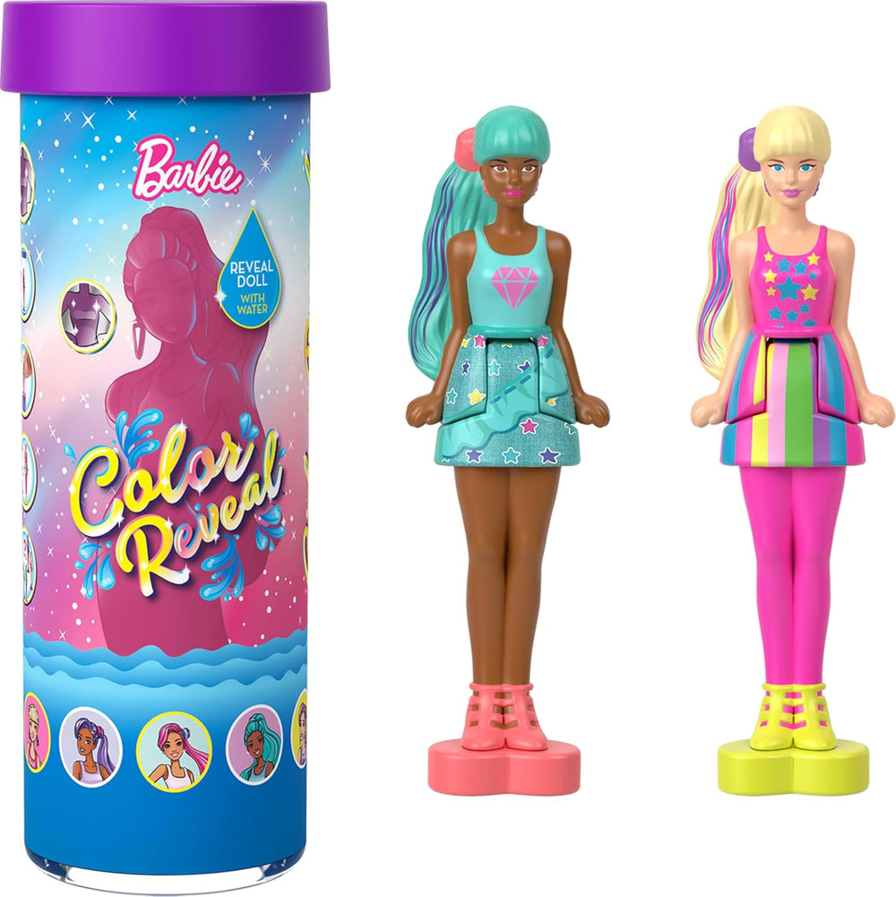 Mini BarbieLand Reveal Barbie, lot de 5, env. Poupées de 4 cm de haut avec surprise au déballage, diverses révélations (les styles peuvent varier), JCB27