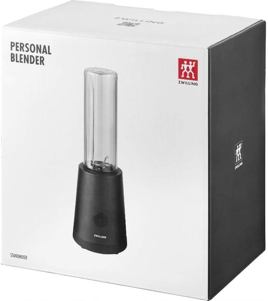 ZWILLING Batteur sur socle, Smoothie Maker, Inkl. Trinkflasche Mit Verschluss, 600 Ml, 300 Watt, Edelstahl/Kunststoff, Schwarz Kitchen Naty Shop