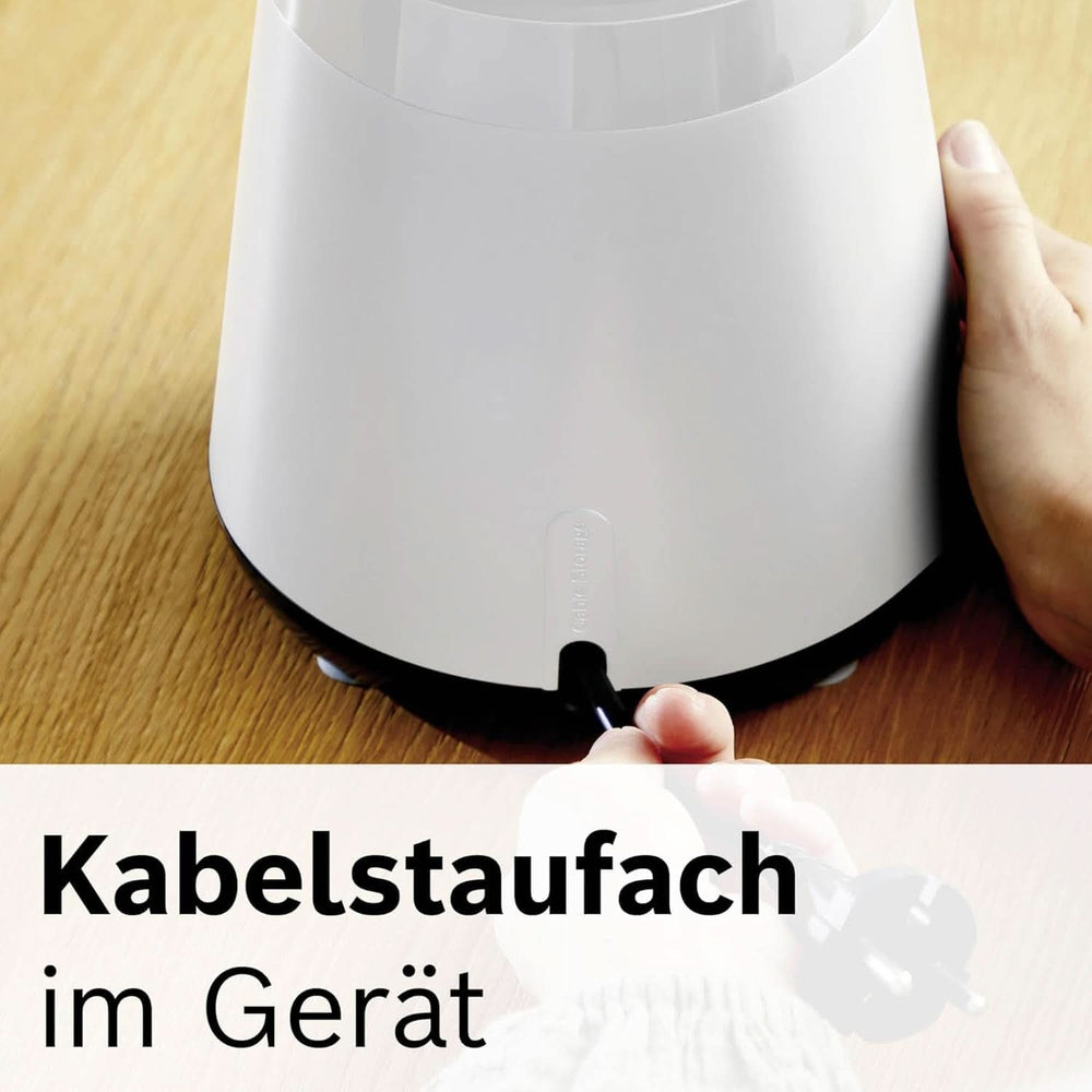 Batteur sur socle Vitapower série 4 MMB6141W, haute puissance en acier inoxydable, 1,5 L Tritan-Mixbehälter, Spülmaschinengeeignete Teile, 30 000 U/Min, 1200 W, blanc mère et enfant Naty Shop