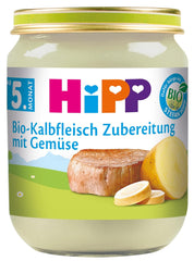 Préparations de viande Hipp, préparation de veau aux légumes Mère et Enfant Naty Shop 125 grammes Veau/légumes