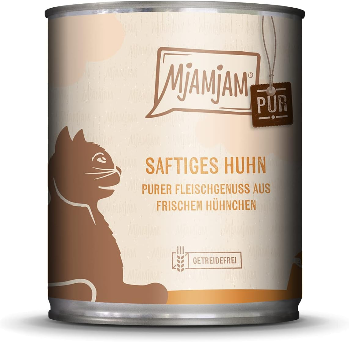 MjAMjAM - Nourriture humide de qualité supérieure pour chats - Plaisir de la viande pure - Paquet de 6 poulets juteux (6 x 800 g) sans céréales avec viande supplémentaire
