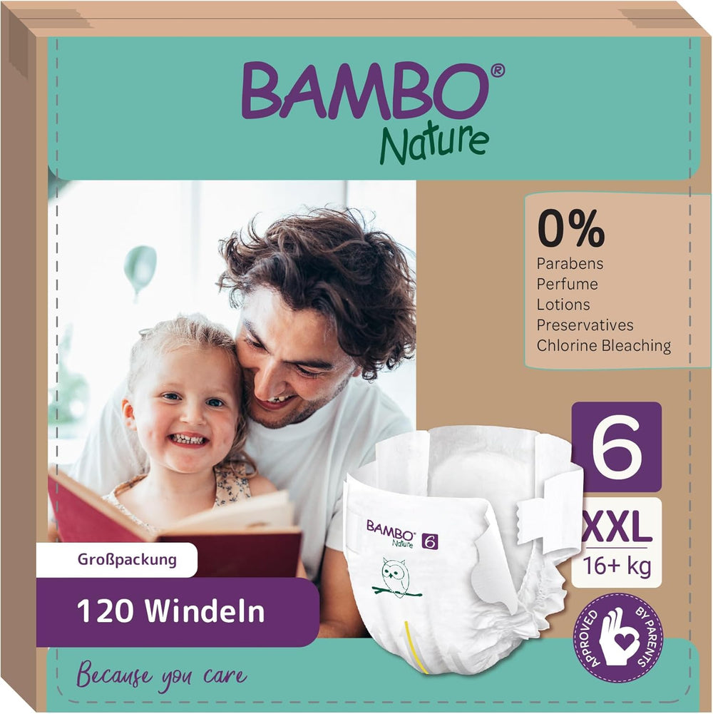 Couches pour bébé Bambo Nature, taille 1 (2-4 kg), boîte mensuelle de 132 unités | Couches haut de gamme avec protection améliorée contre les fuites | Confort et liberté ultimes pour les nouveau-nés | Couches testées dermatologiquement