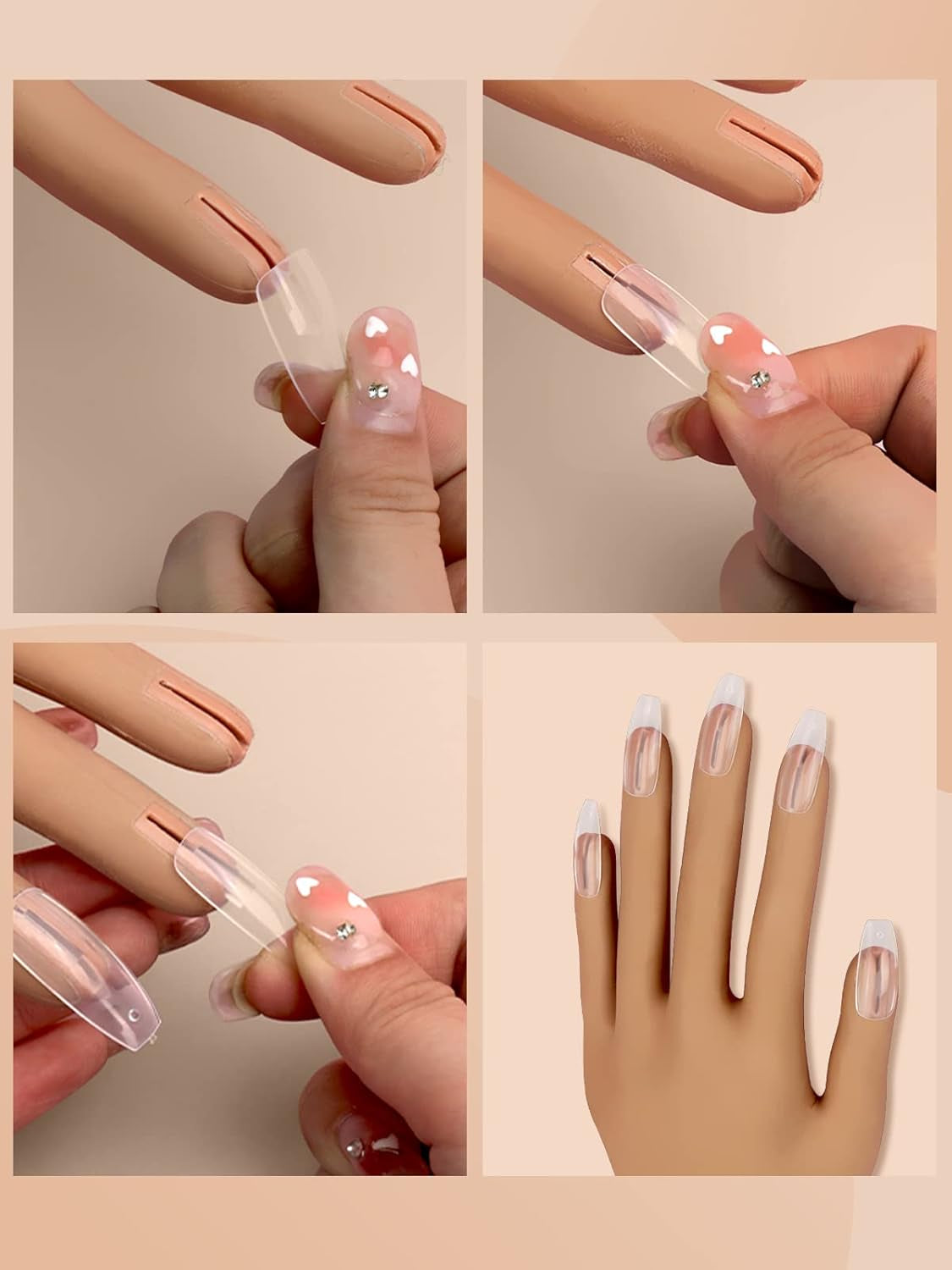 200 buc vârfuri transparente de unghii de schimb: Vârfuri de unghii acrilice pentru exersarea mâinii pentru designul unghiilor