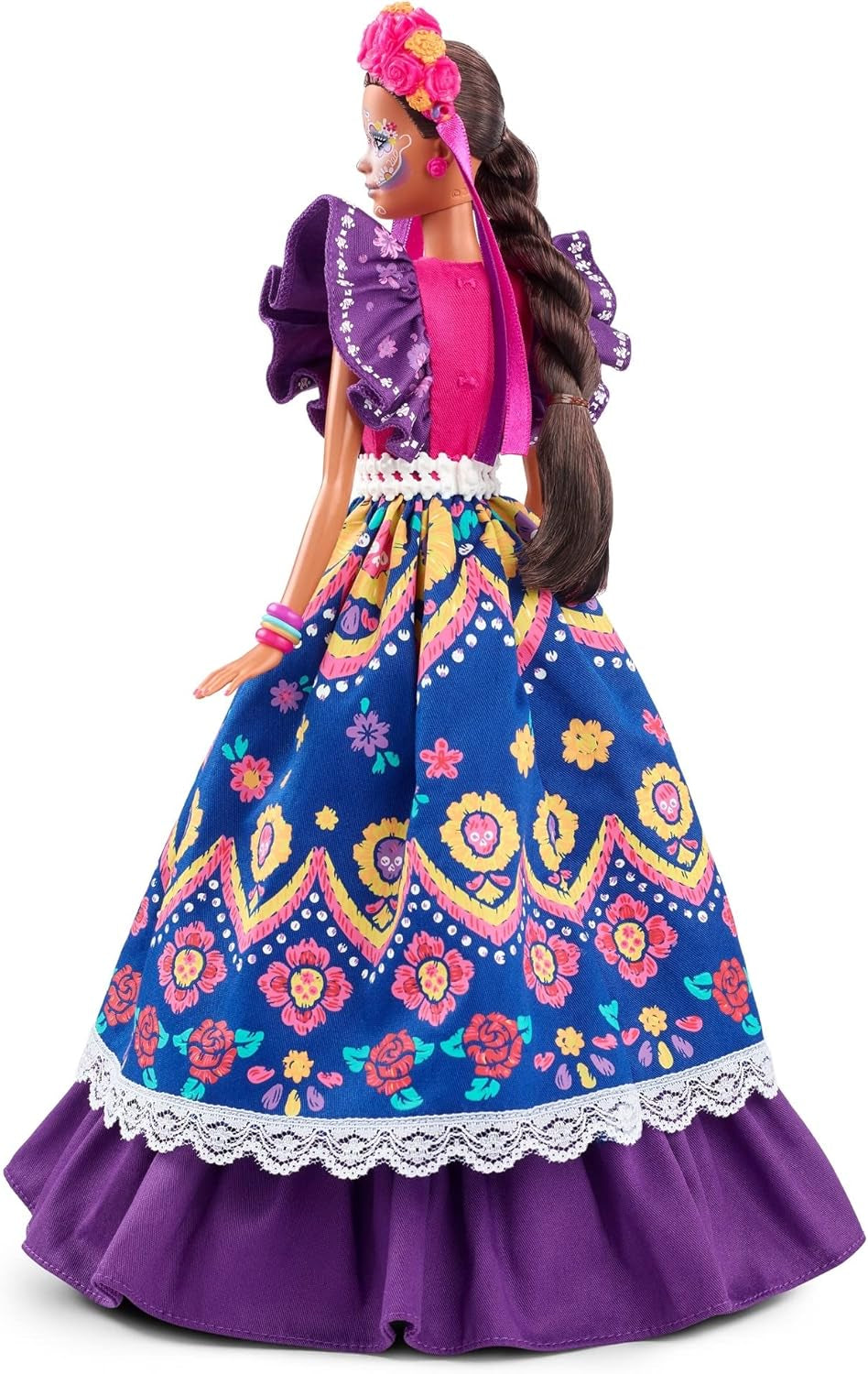 Poupée Barbie Día De Muertos 2022 avec robe traditionnelle à volants, couronne de fleurs et peinture pour le visage Calavera, cadeau pour les collectionneurs