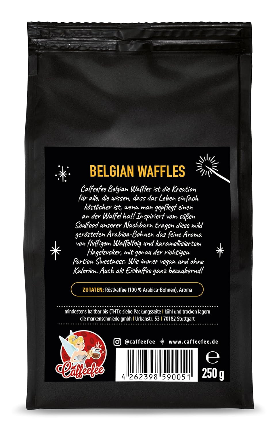 Caffeefee Gaufres belges Bohnen, 250 g, aromatisierter Röstkaffee