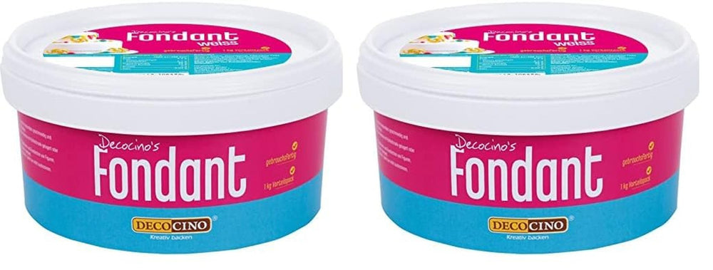 Fondant blanc DECOCINO - pack économique de 7 kilogrammes - idéal pour décorer gâteaux, tartes, cake pops - pâte à sucre Naty Shop végétalienne et sans lactose 1 kg (paquet de 2)