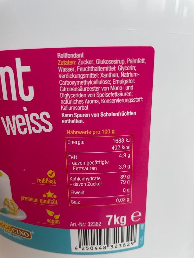 Fondant blanc DECOCINO - pack économique de 7 kilos - idéal pour décorer gâteaux, tartes, cake pops - pâte à sucre vegan et sans lactose Naty Shop