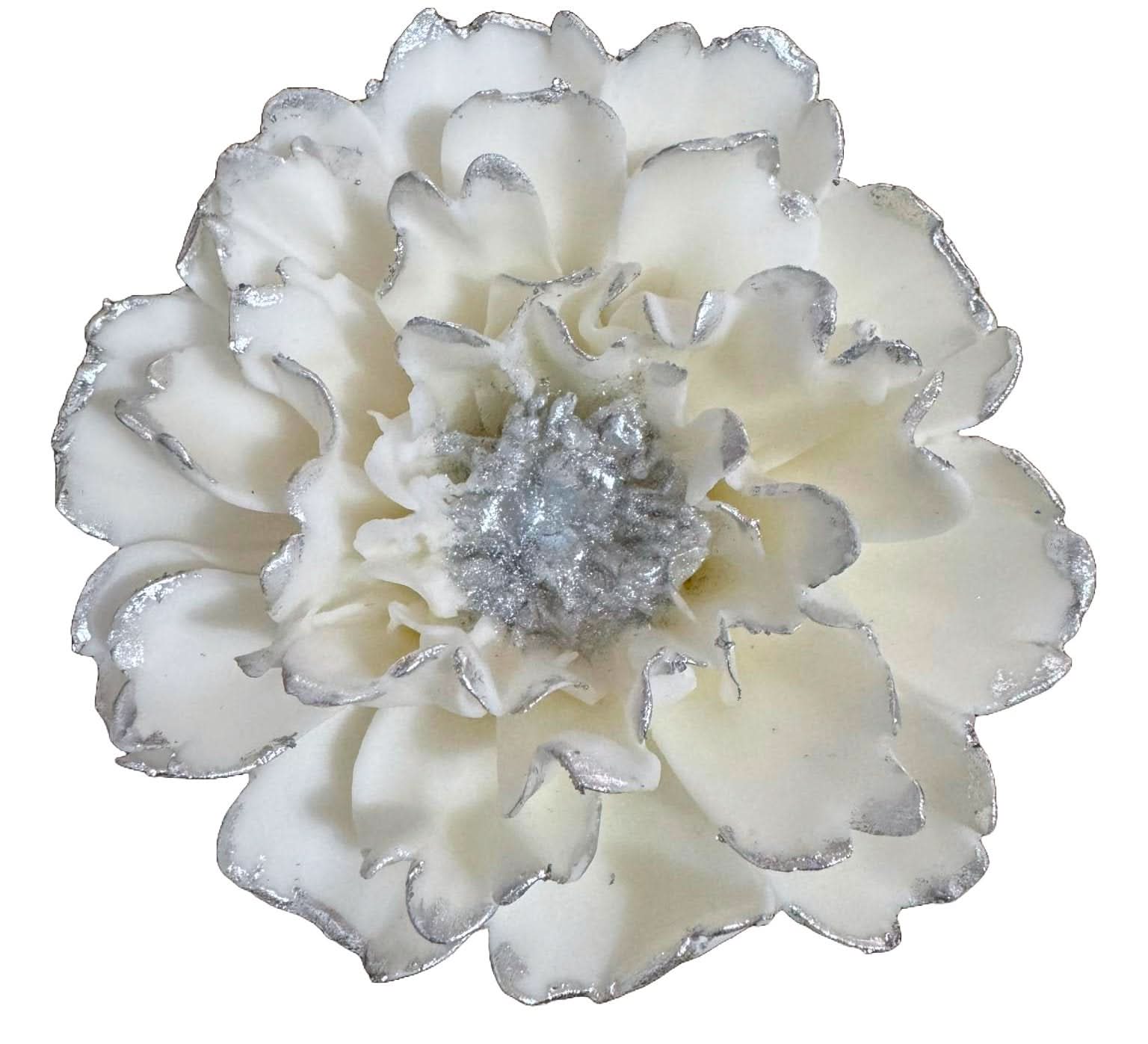 Décoration comestible en sucre, pivoine blanche argentée Décorations en Pâte à Sucre Nati Shop