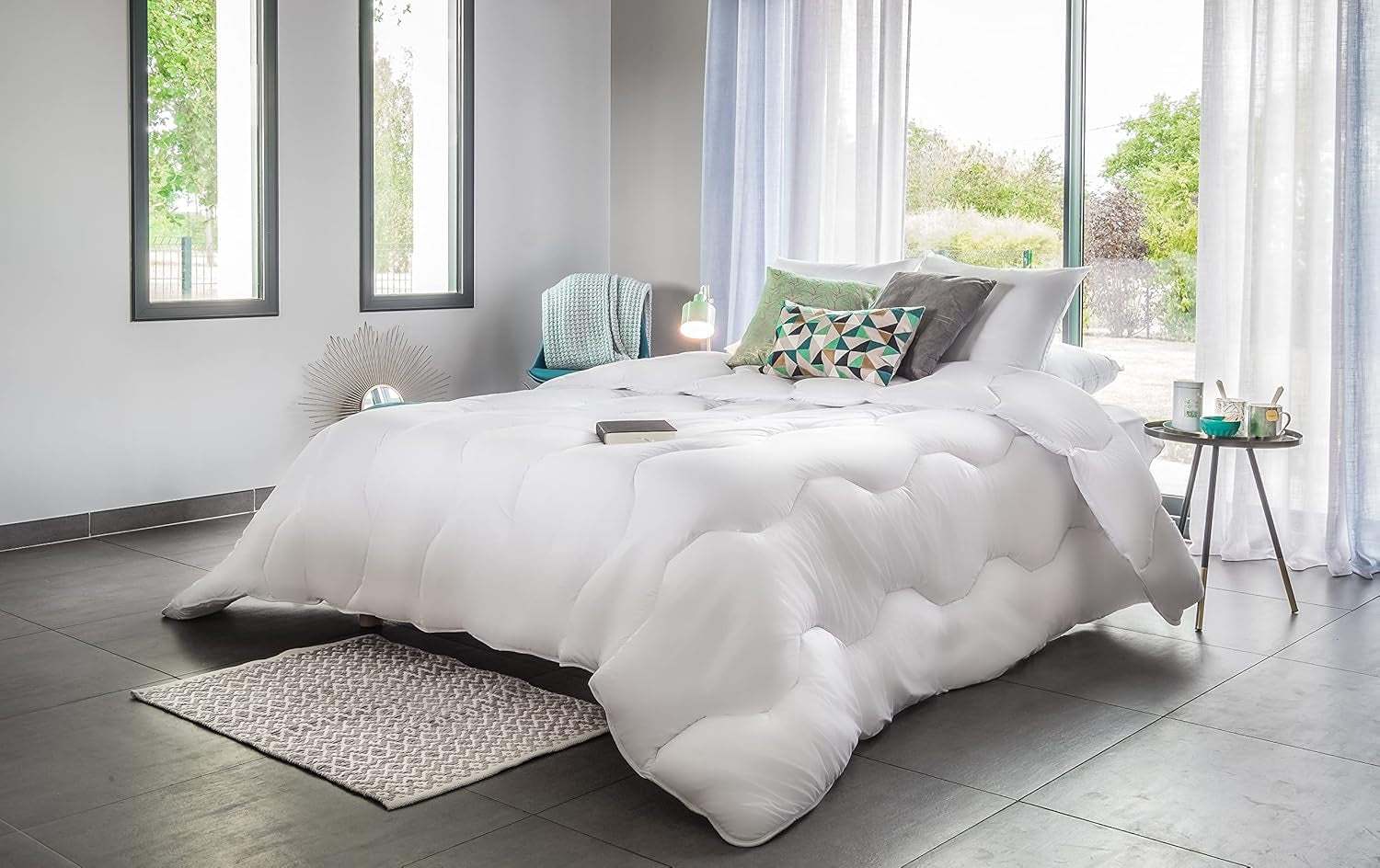 Blanrève - Couette Aerelle Bleu - Très douce - moelleuse et confortable - Lit simple - Eco Responsable - La fibre confort se sent bien, 140 X 200 Cm Couettes et couettes Naty Shop