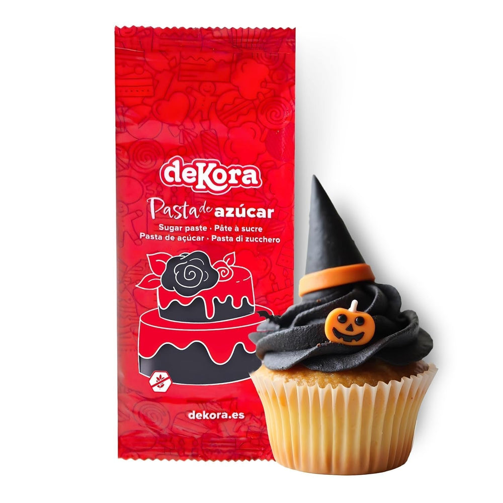 Dekora - Fondant en pâte à sucre blanche 150g - Parfait pour les gâteaux et décorations de pâtisserie - Sans gluten ni lactose - Goût vanille - Doux, flexible et facile à façonner pour des décorations créatives Naty Shop Pâte à Sucre Noire