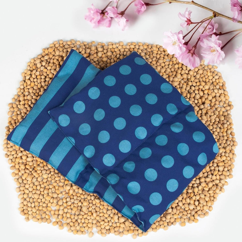 Coussin en noyaux de cerise Passe au micro-ondes et au four - Bleu avec rayures et pois I Fait main I Fabriqué en Allemagne I Env. 20 X 60Cm I Coton Oeko-Tex I Oreiller nuque Oreillers orthopédiques cervicaux Naty Shop