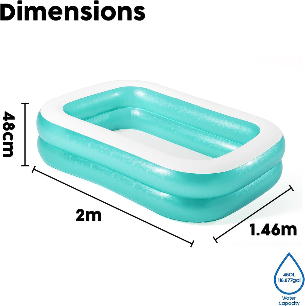 Bestway 54005 Piscine Familiale Gonflable Transparente 201 x 150 x 51 cm - Verte