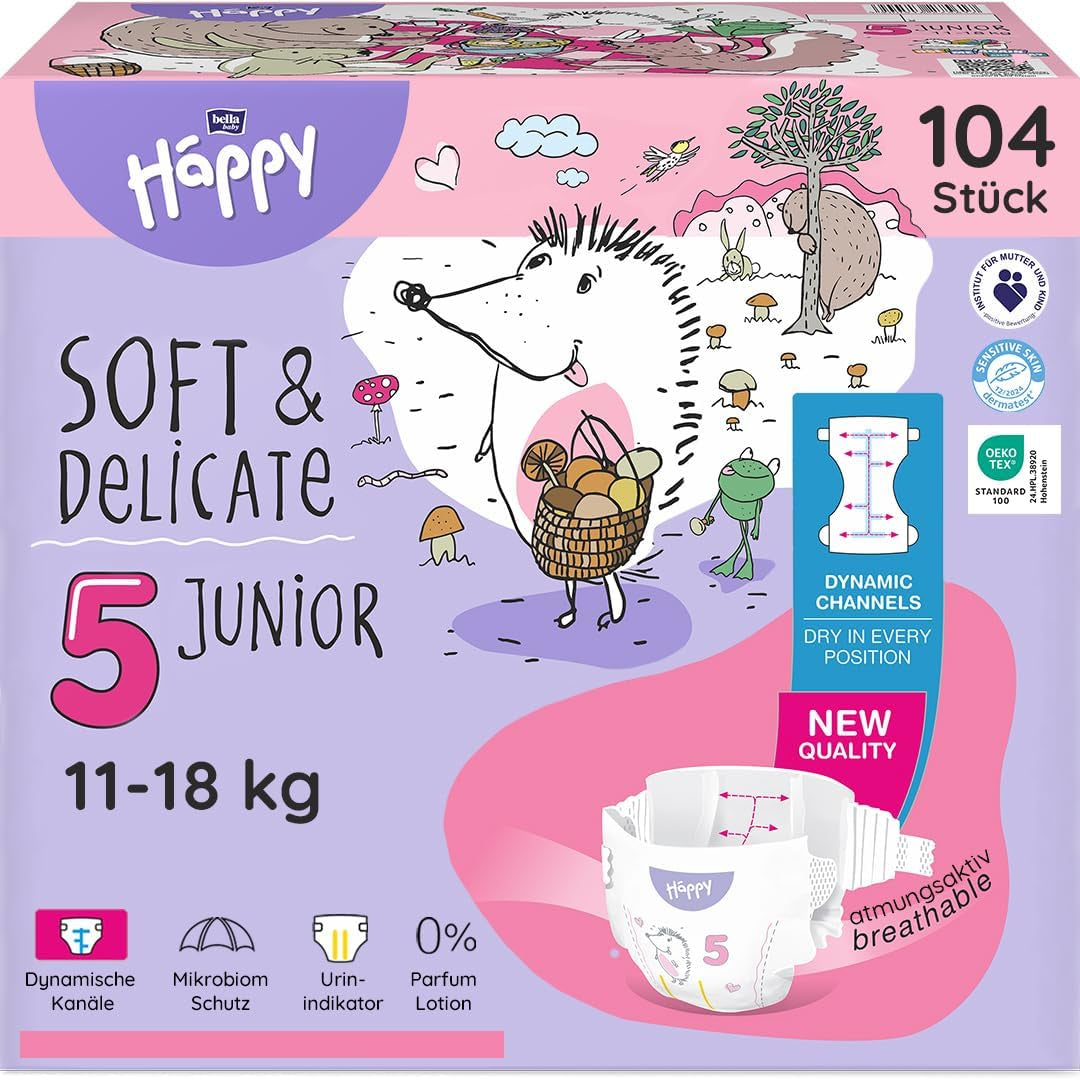 Couches Bella Baby Happy Premium, taille 6, Junior Extra, 15+ kg, 96 pièces, label DERMATEST et OEKO-TEX, couches jetables pour bébé