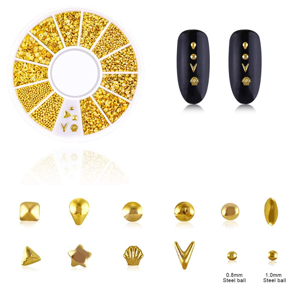 4 boîtes Nagel Art Strass, 3D Nagel Art Décorations, Mix Größe Nagel Perlen Glitter Strass Gold Metall Hohlniet Nagelkunst Stern Mond Sonne Nagel Zubehör Für DIY Nageldesign