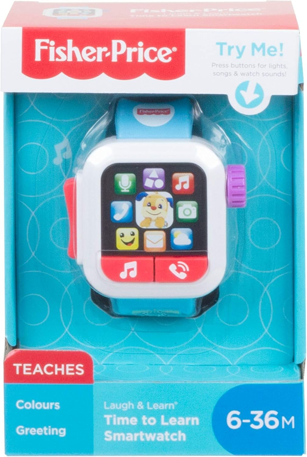 Fisher Price GJW10 GNK88 - Learning Fun Smart Watch, jucărie muzicală pentru bebeluși cu vârsta de peste 6 luni Jucarii Bebe Naty Shop