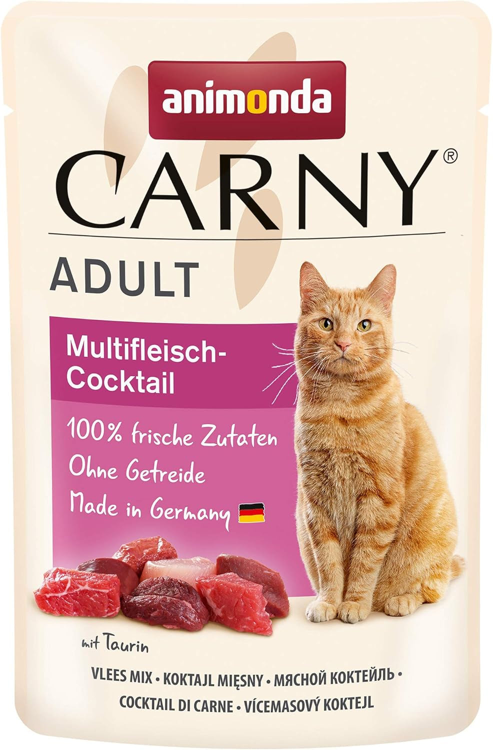 animonda Carny Adult MultiMeat Cocktail, 12 sachets (12 x 85 g), nourriture humide pour chat adulte, sans céréales et sans sucre, à base d'ingrédients carnés