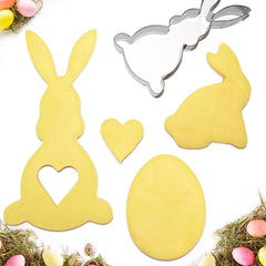 Grand emporte-pièce de Pâques 12,7/8 cm, emporte-pièce lapin de Pâques, cœur d'œuf de Pâques lapin, emporte-pièce de Pâques en acier inoxydable, emporte-pièce en acier inoxydable pour enfants