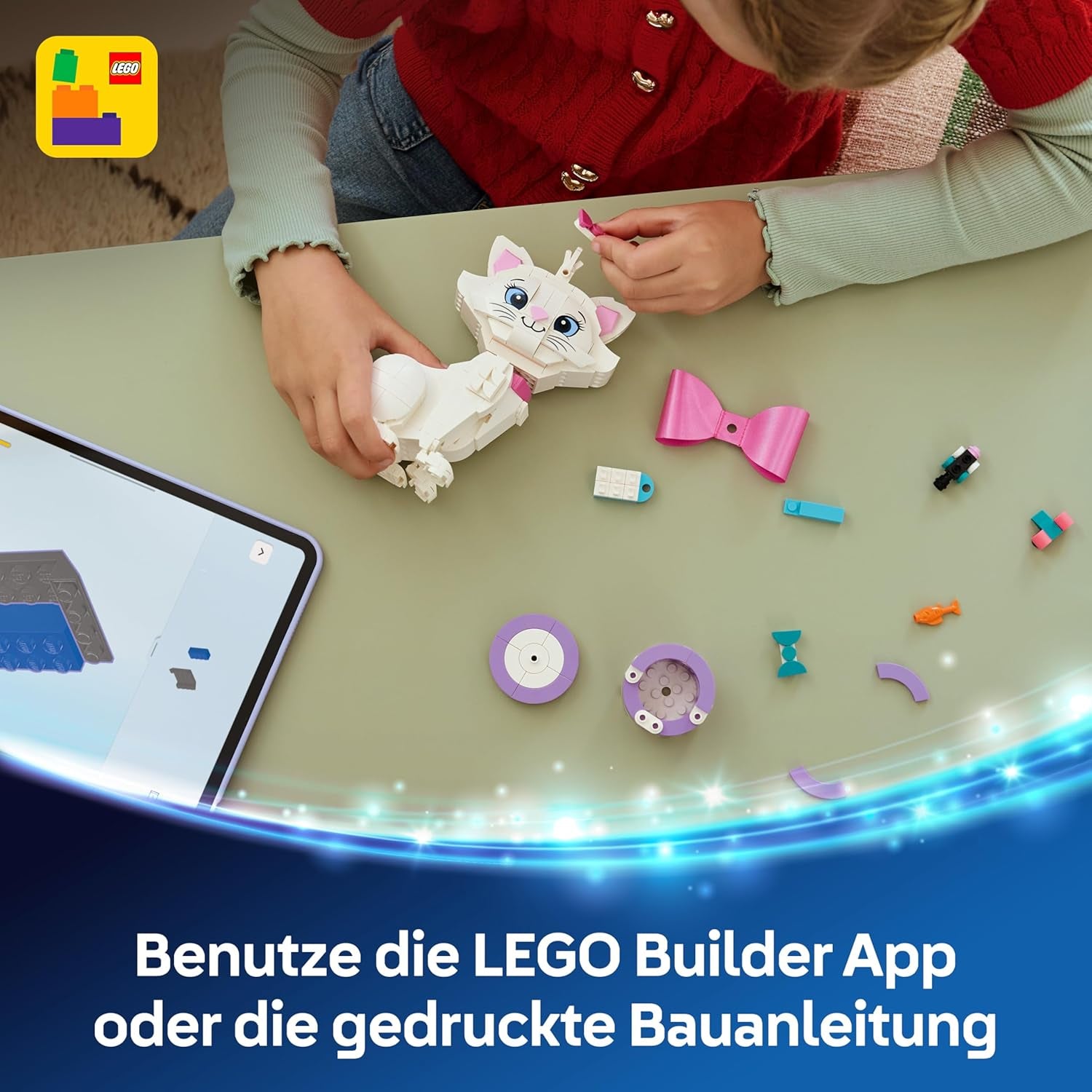 LEGO ǀ Disney Aristochats : Bezaubernde Marie - Spielzeug Katzenfigur mit Zubehör - inkl. Boucle textile - Décoration DIY pour enfants - Passe pour les filles à partir de 7 ans et leurs fans - 43286