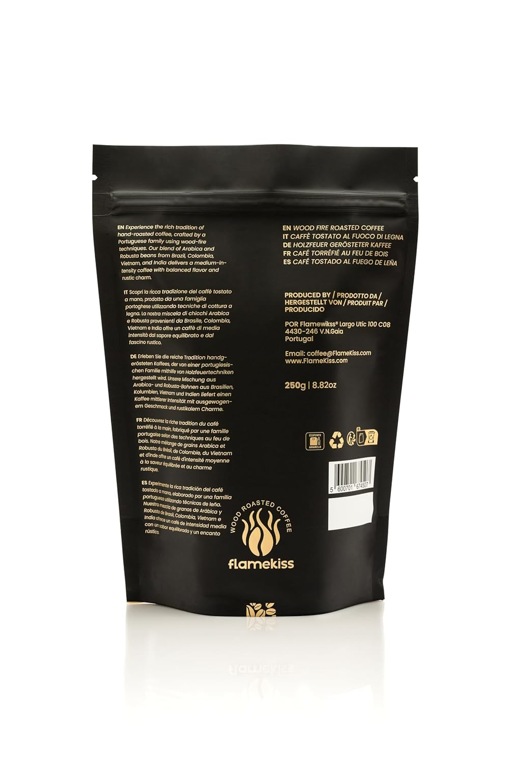 Café en grains 250 g – Grains d'espresso Arabica et Robusta de haute qualité, torréfiés à la main dans le bois, pour le goût plein et aromatique des grains de café