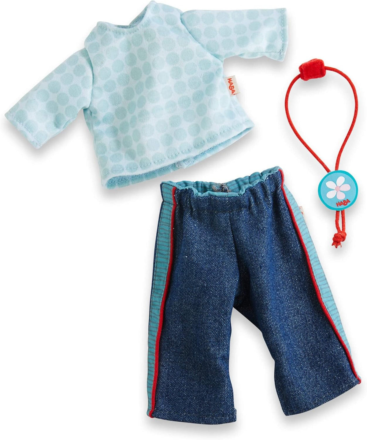 HABA 306518 - Kleiderset Jeans, Zubehör für Puppen ab 1,5 Jahren