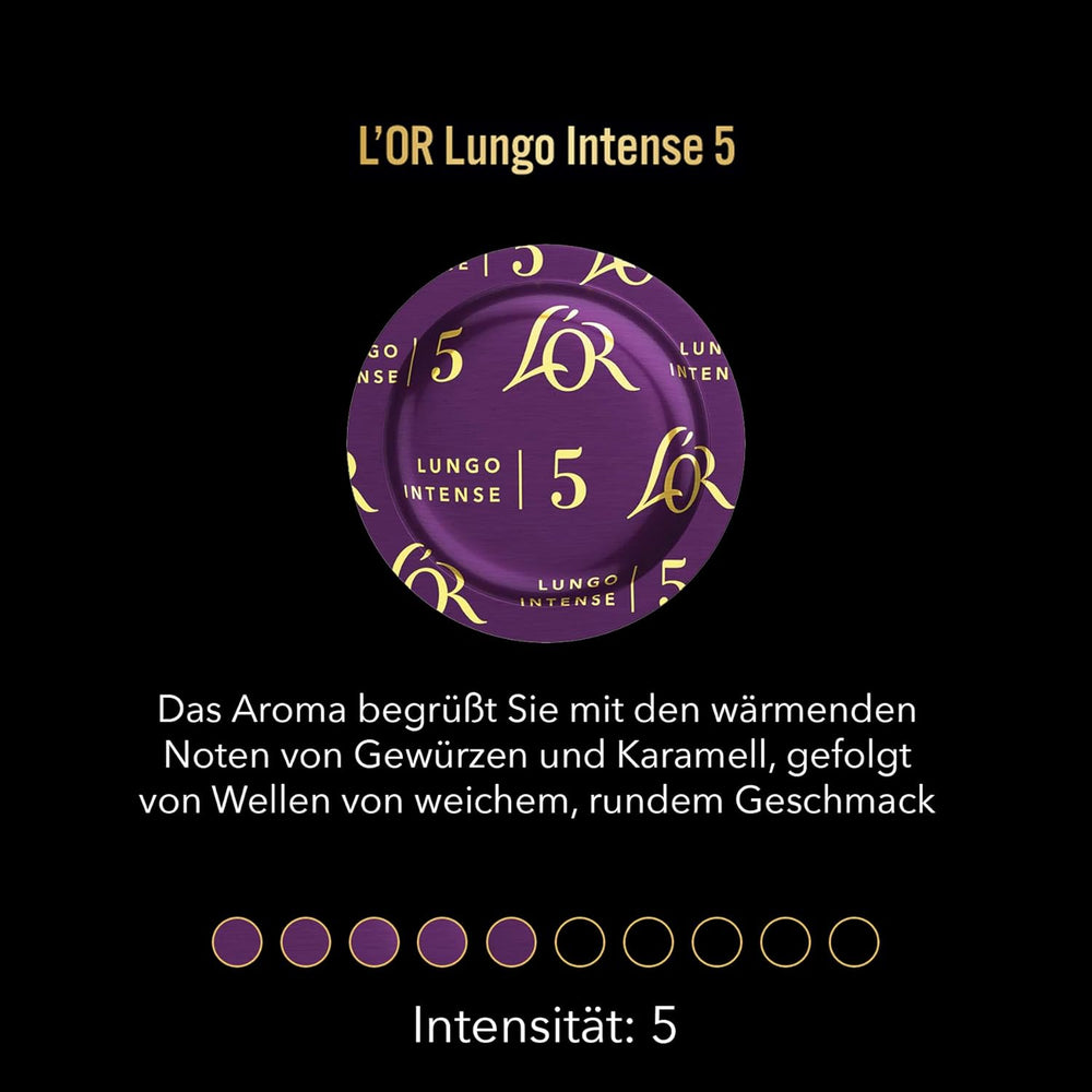 L'OR Suprême Lungo Intense 5, doux, Intensité 5/10, capsules de café compatibles Nespresso* Pro, 50 capsules