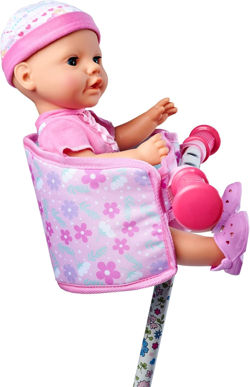 Simba 105560018 - Siège de vélo nouveau-né avec ceinture, accessoire de poupée, siège en tissu, ceinture de sécurité, guidon Velcro, pour poupées de 30 à 43 cm, à partir de 3 ans