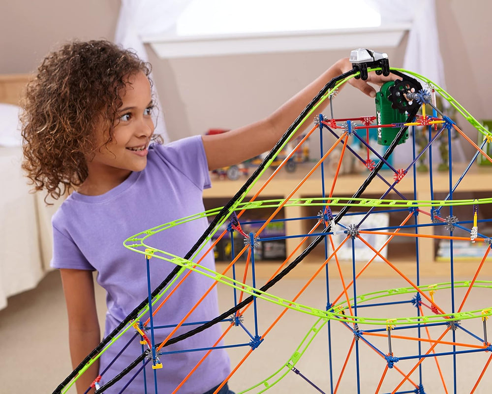 K'NEX 51438 Typhoon Frenzy Roller Coaster, modèle 2 en 1, ensemble de construction coloré pour garçons et filles, jouet de 19 pieds, ensemble de construction pour enfants de 640 pièces pour enfants âgés de 9 ans et plus