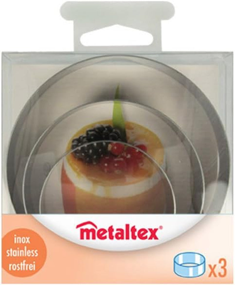 Metaltex 204536010 Anneaux de cuisson en acier inoxydable, 3 pièces de tailles différentes