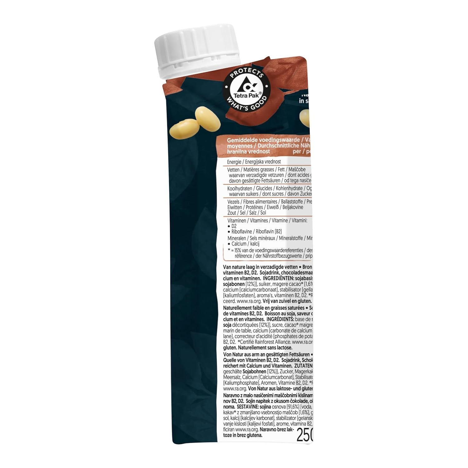 Alpro Proteindrink Schokoladengeschmack – Vegan et milchfree – Ohne Süßstoffe – Von Natur aus lactosefrei – Reich an Ballastsstoffen, Calcium et Vitaminen – 15 x 250 ml – Haltbar