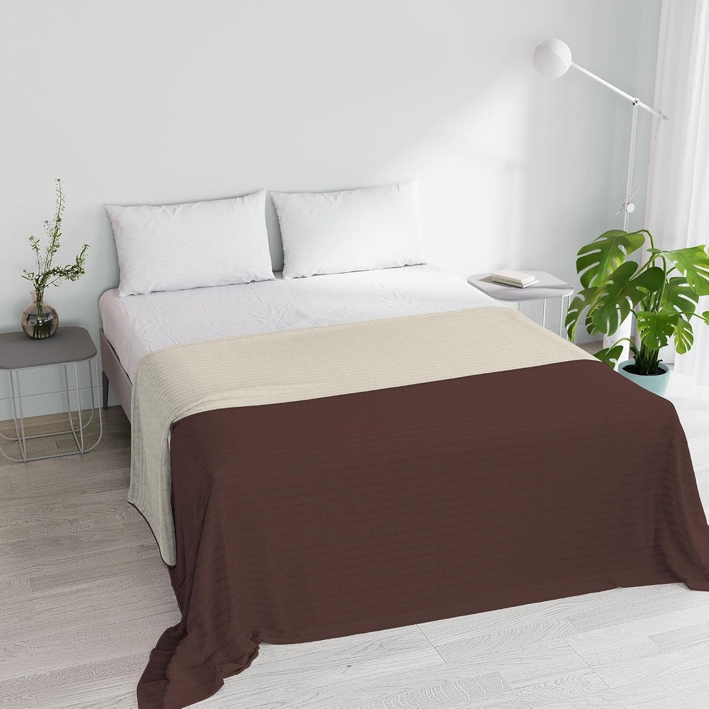 Couette d'été en microfibre orange/rouille pour lit double 250 x 250 cm Couettes et couettes Naty Shop Marron/Crème Matrimonial 250 x 250 cm