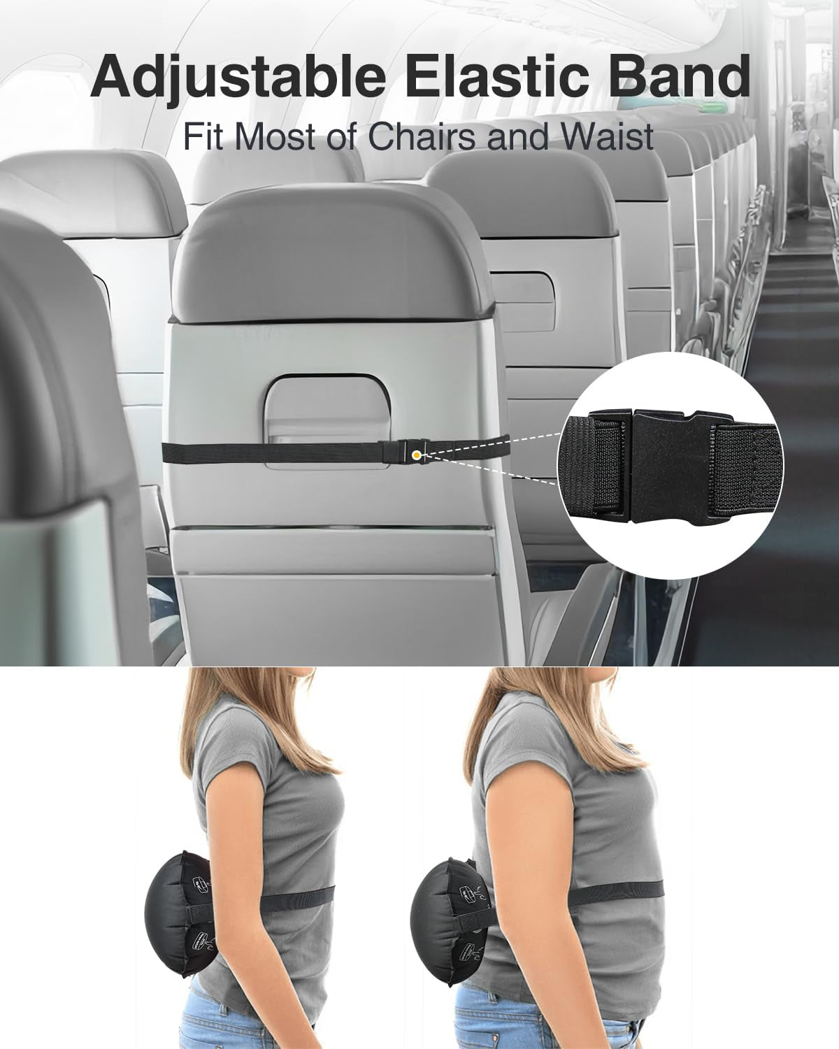 Luxtude Pernă lombară gonflabilă, pernă de sprijin lombar portabilă pentru călătorii cu avionul și mașină, pernă de călătorie gonflabilă Pernă de sprijin pentru spate Pernă pentru gât, pernă pentru spate inferior Perne lombare Naty Shop
