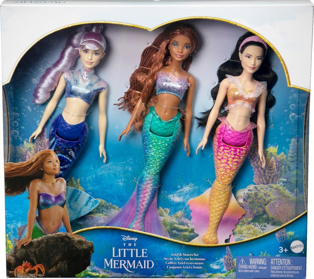 Mattel DISNEY Arielle, The Mermaid - Set cu Mala, Karina și Arielle, ținute și coafuri unice, pentru jocul imaginativ și colecționare, pentru copii de la 3 ani, HND29 Papusi Naty Shop