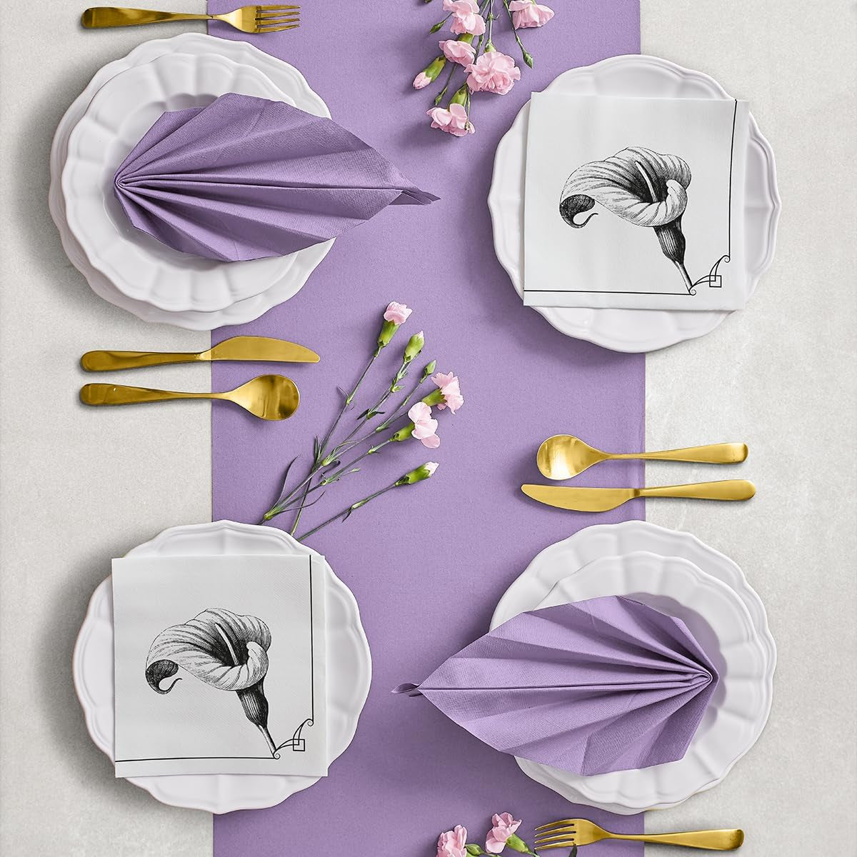 PAW - Serviettes Airlaid - En Tissu (40 X 40 Cm) I 50 Pièces I Pour Service Funéraire, Fête Funéraire, Funérailles, Adieu I Serviettes en Tissu de Décoration de Table de Haute Qualité - Fleur de Mémoire I Fleur de Mémoire