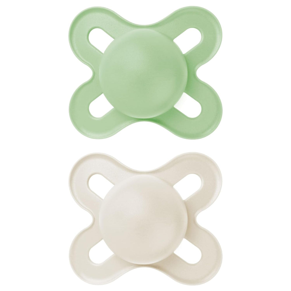 MAM Sucette Bébé 0-2 Mois Tétine Plate Flexible Symétrique Silicone Souple Facile à Utiliser avec Boîte Auto-stérilisante Original Neutre Mat 2 Pièces