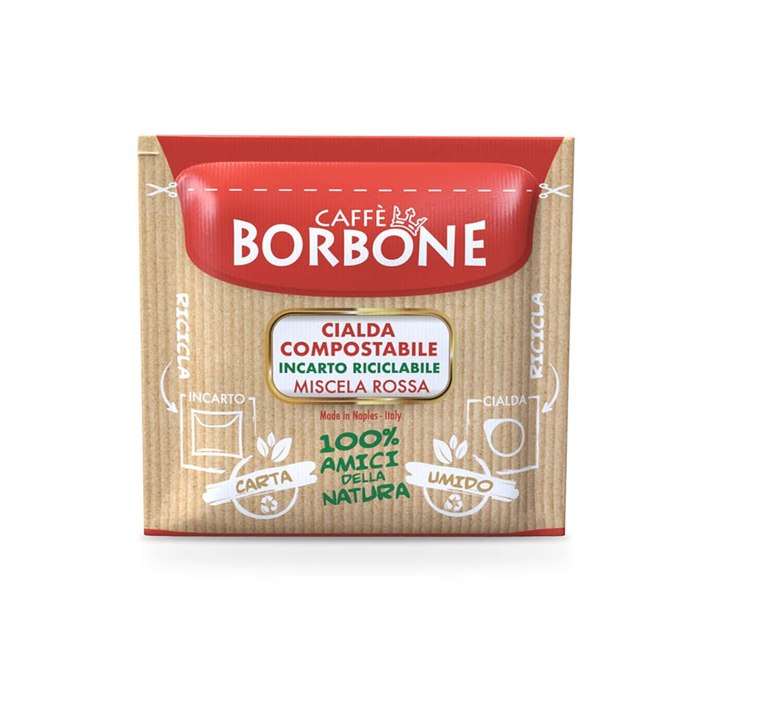 Caffè Borbone Kaffeepads compostables, Rote Kaffeemischung - 150 tampons - Compatible avec les tampons en papier du système ESE 44 mm