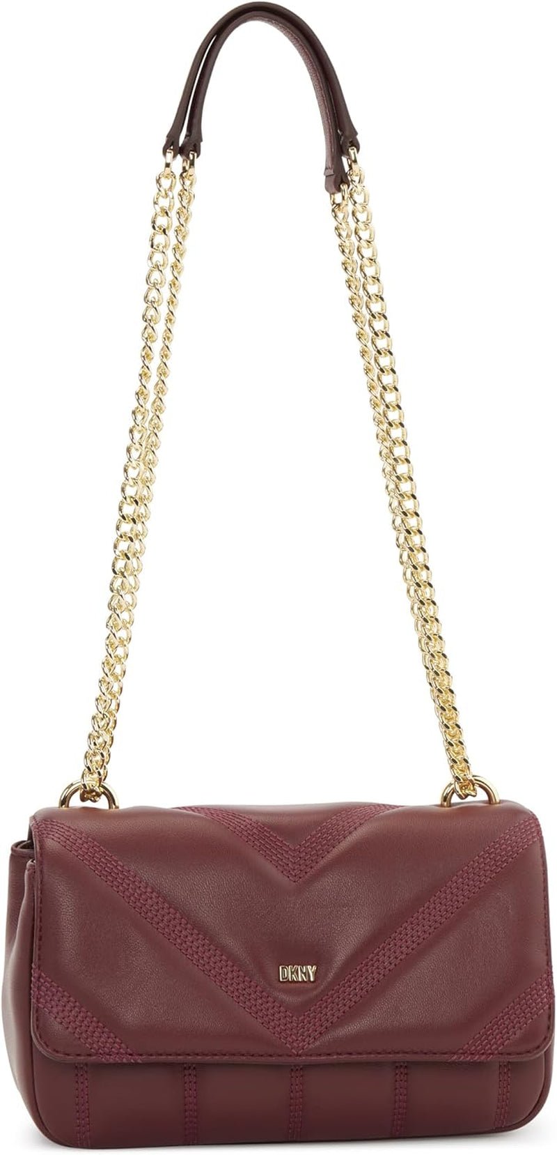 DKNY Sac à Bandoulière à Rabat Sacs Femme Naty Shop Distressed Wine