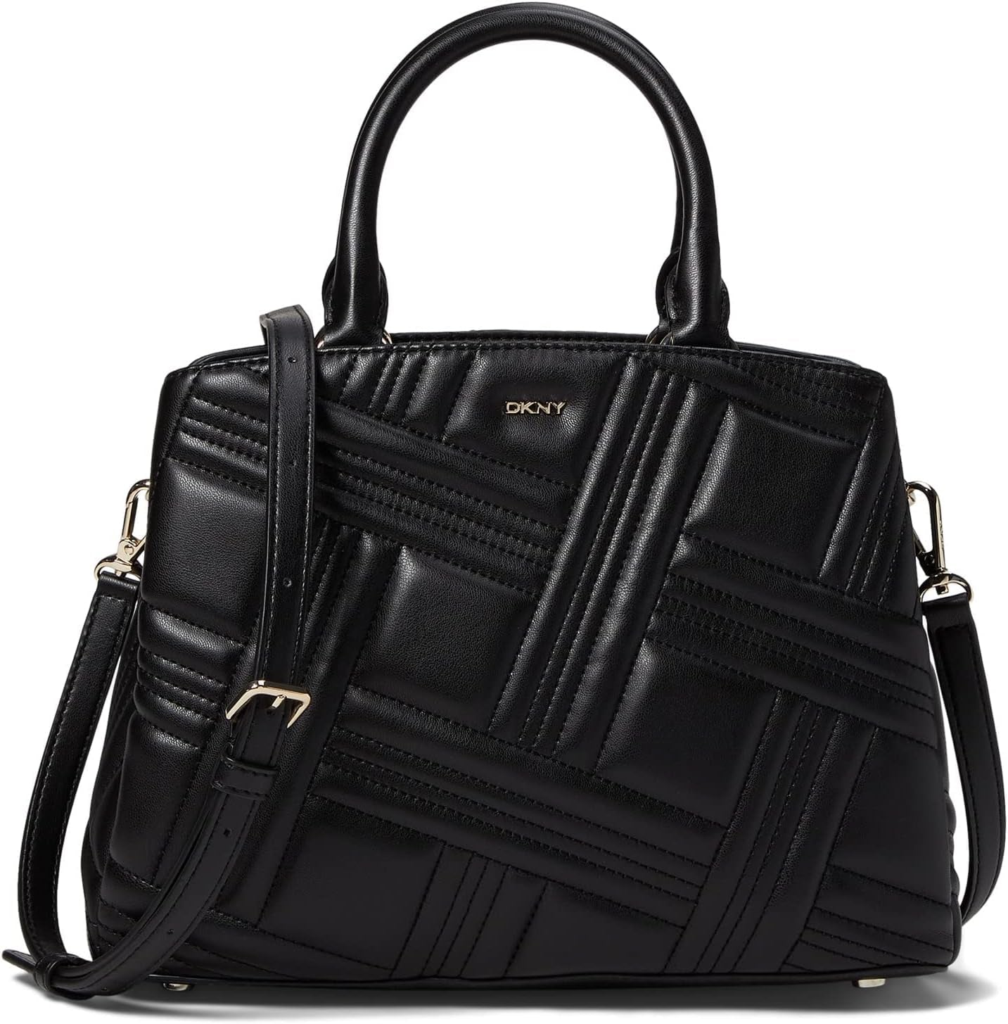 DKNY Medium Satchel Sacs Femme Naty Shop Noir / Or Taille unique