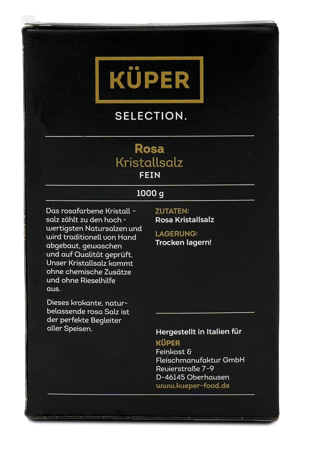 Küper Selection 1000g Salz Kristalls rosa fein - rosa Speisesalz zum Würzen und Verfeinern - 100% natürliches Salz