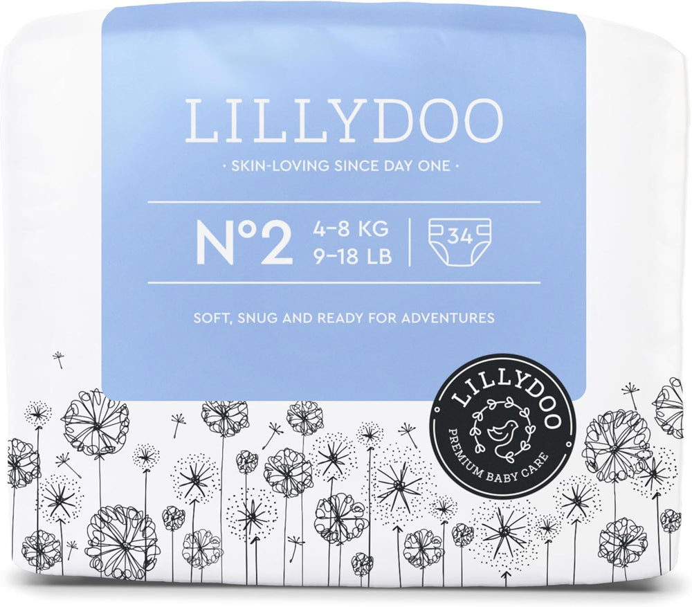 LILLYDOO Couches pour bébé respectueuses de la peau - Taille 3 (6-10 kg), 29 pièces, protection fiable contre les fuites, douces, sans parfum et sans lotion pour peaux sensibles, testées dermatologiquement