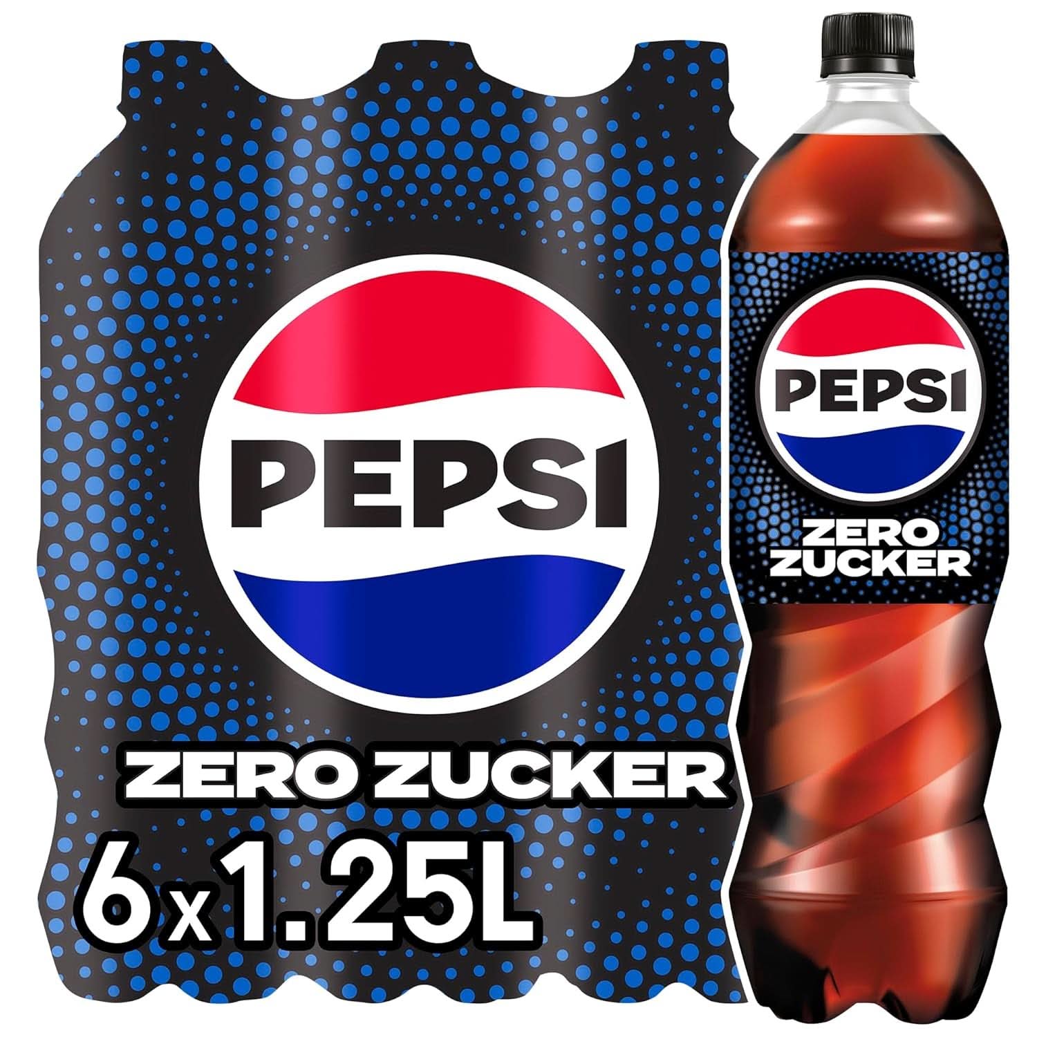 Pepsi Zero Sugar, Băutura răcoritoare fără zahăr, cola cofeinizată, set 6 x 1,25 litri Bauturi fara alcool Naty Shop Versiunea Noua