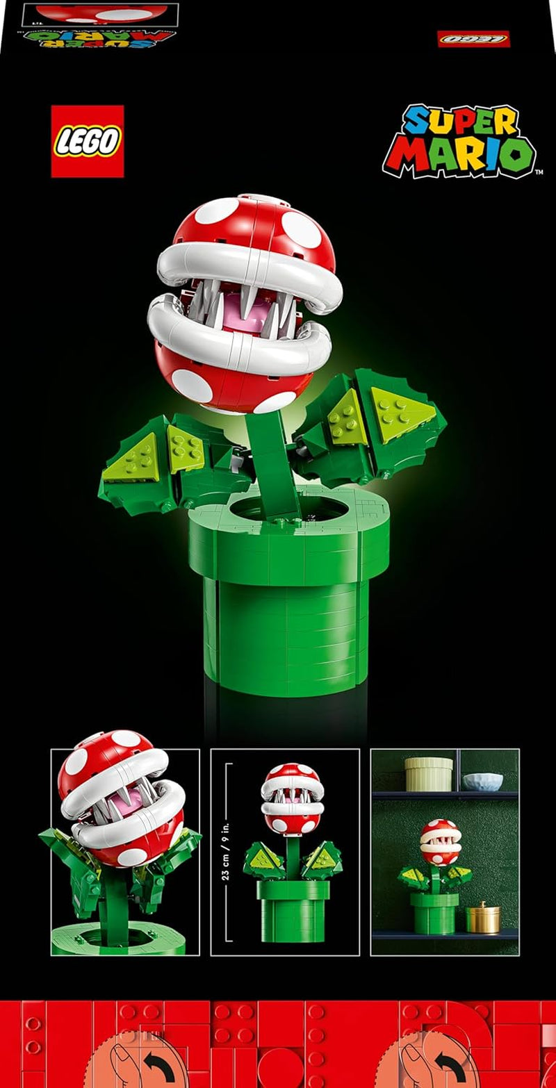 Lego 71426 Super Mario Piranha Plant Set, une figurine avec des personnages et 2 éléments de décoration, un modèle pour l'apprentissage de la construction, de la décoration intérieure, de la maison pour les hommes, les femmes et les jeunes.