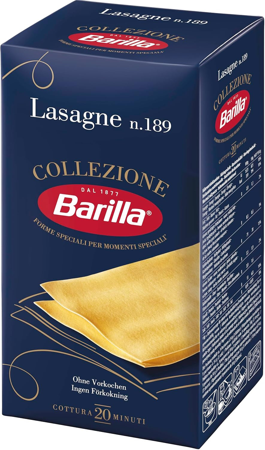 Barilla Collezione Pâtes à lasagnes au blé dur, toujours al dente, 500g