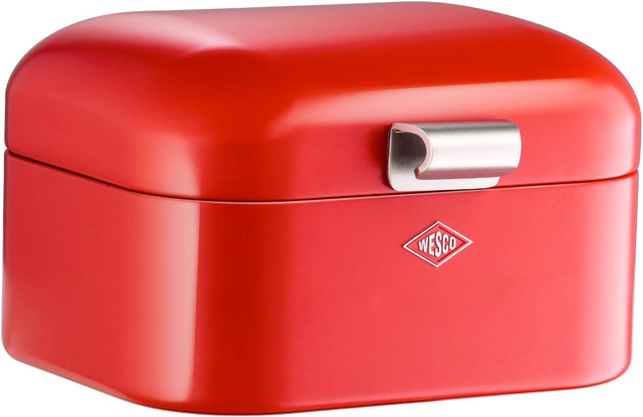 Wesco 235 001 Mini corbeille à pain Grandy 17 x 18 x 12 cm (L/l/H) rose, acier inoxydable Boîtes de conservation alimentaire Naty Shop Rouge