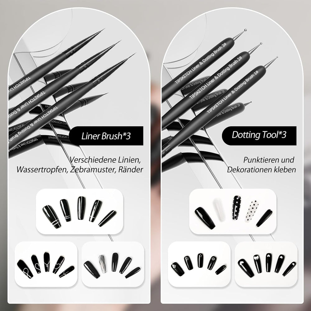 Nagel Pinsel 8 pièces Pinsel pour Gel Vernis, Nageldesign Gel Pinsel Dotting Painting Line Pen pour Nagelack Gel Acryl Nagel Pinsel Nailart Kit Acryl Pinsel Fineliner Nägel Selber Machen