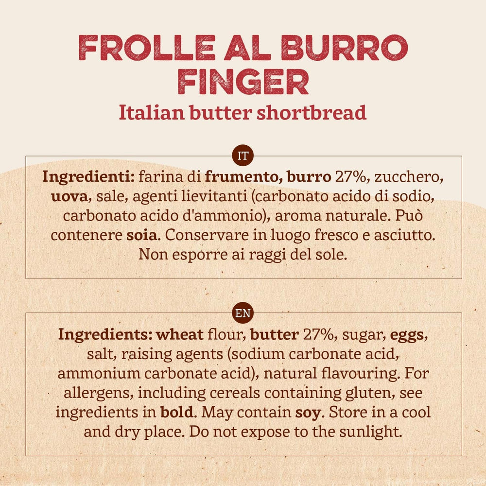 Frolle Al Burro Fingers. Biscotti Preparat Tradițional Come Una Volta. Ideali Come Fine Pasto Goloso, Ma Anche Da Abbinare Al the O Al Caffè. Confezione Da 150 G